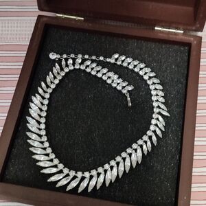 Dazzling Signed Sherman Clear Crystals Necklace